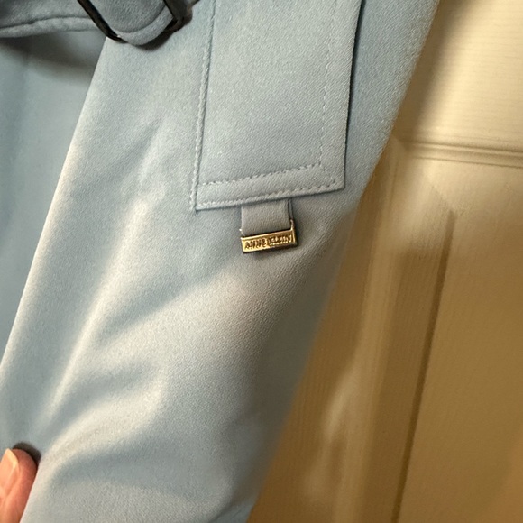 Anne Klein Light Blue Double-Breasted Trench Coat - Picture 4 of 5